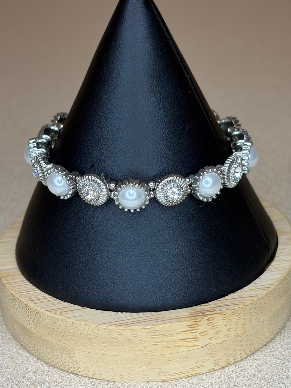 Silver Pearl Accent Stretch Bracelet